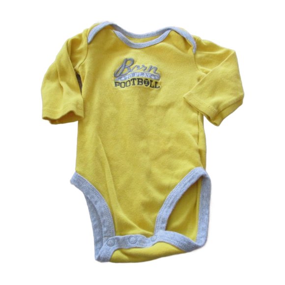 Carters Just One You Bodysuit Boys 3M Yellow Gray Long Sleeve Football‎ Sports - Picture 1 of 4